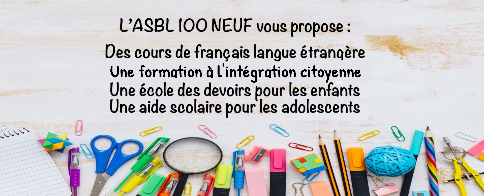 100 Neuf ASBL — accueil